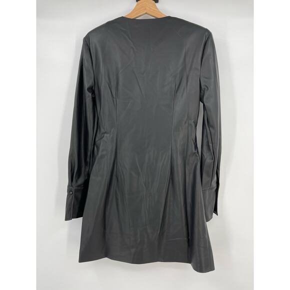 Anine Bing | NWT Joey Dress Black Faux Leather Wrap Mini Dress M - Picture 6 of 13